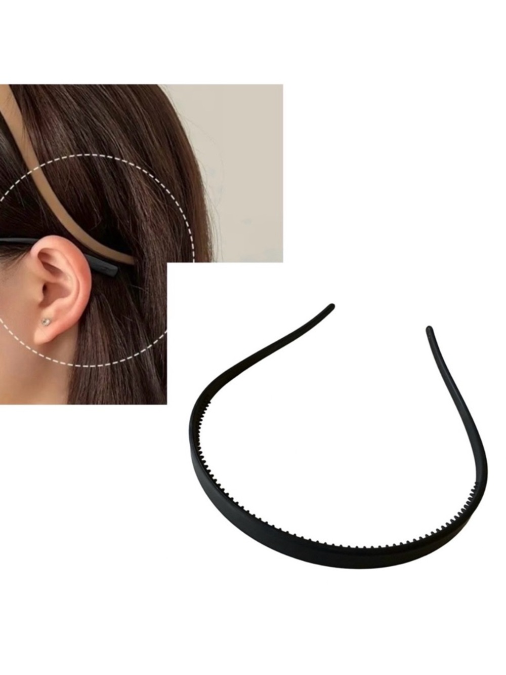 🔴 5 for $10 ONE Black Matte Resin U Shaped Anti Slip Headband